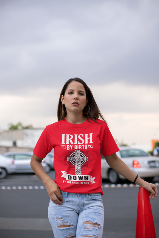 County Down Irish By Birth Classic Heavy Cotton Adult T-Shirt