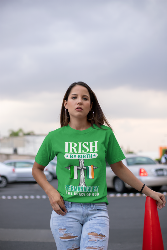 County Fermanagh Irish By Birth Classic Heavy Cotton Adult T-Shirt