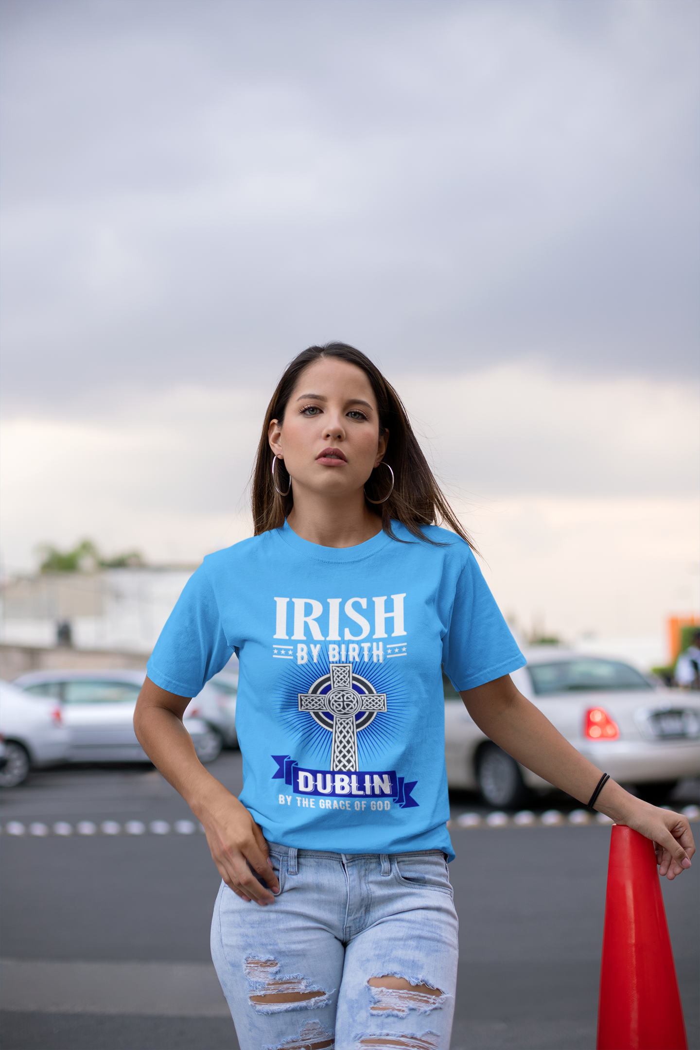 Dublin T Shirt - Irish By Birth Celtic Cross Classic Heavy Dublin T-Shirt