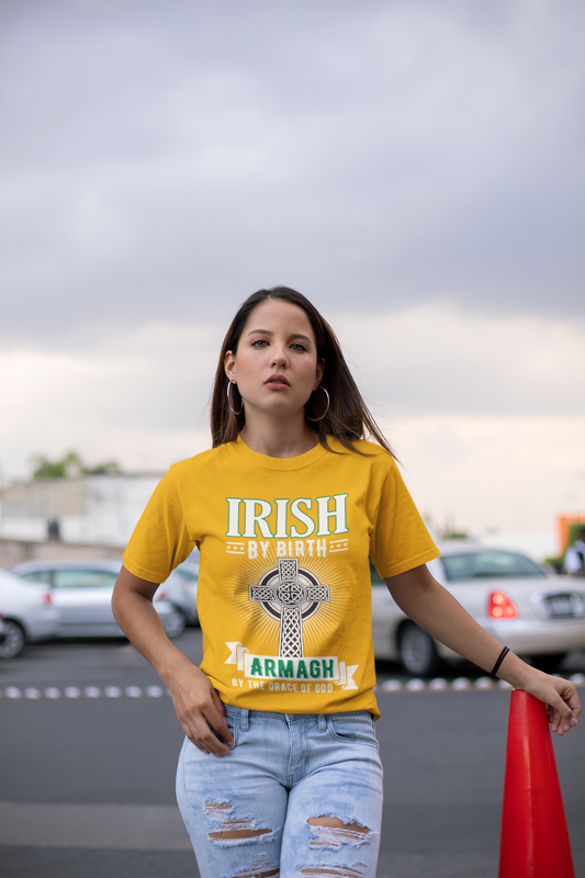 Armagh T shirt  Irish By Birth Classic Heavy Cotton Adult T-Shirt
