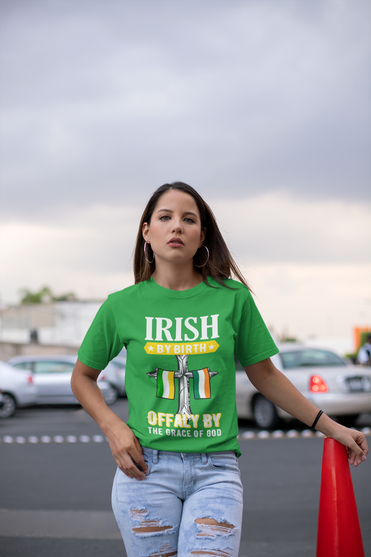 Offaly T shirts Irish By Birth Classic Heavy Cotton Adult Offaly T-Shirts