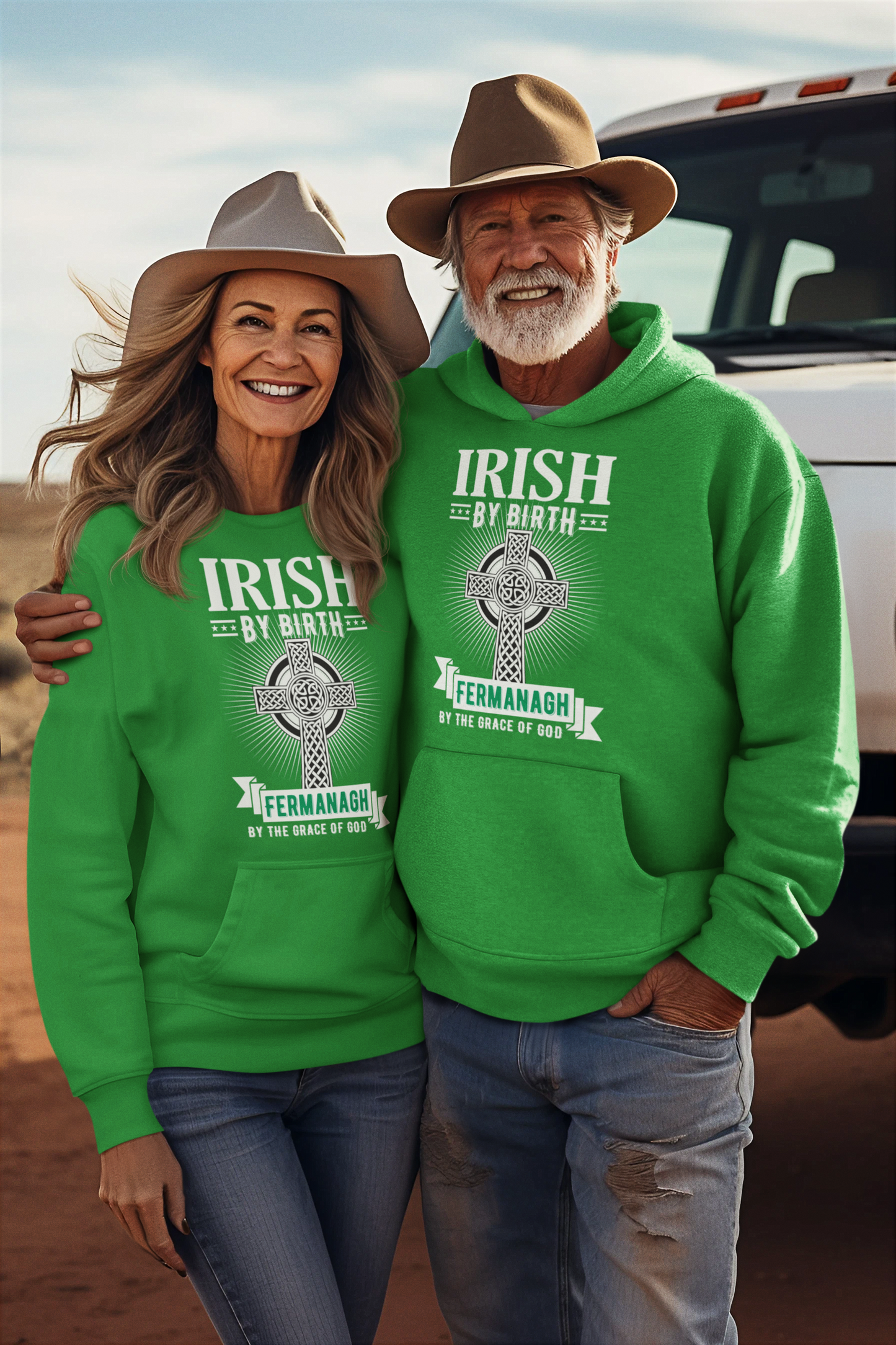 County Fermanagh Hoodie Irish By Birth Celtic Cross Classic Adult Hoodie