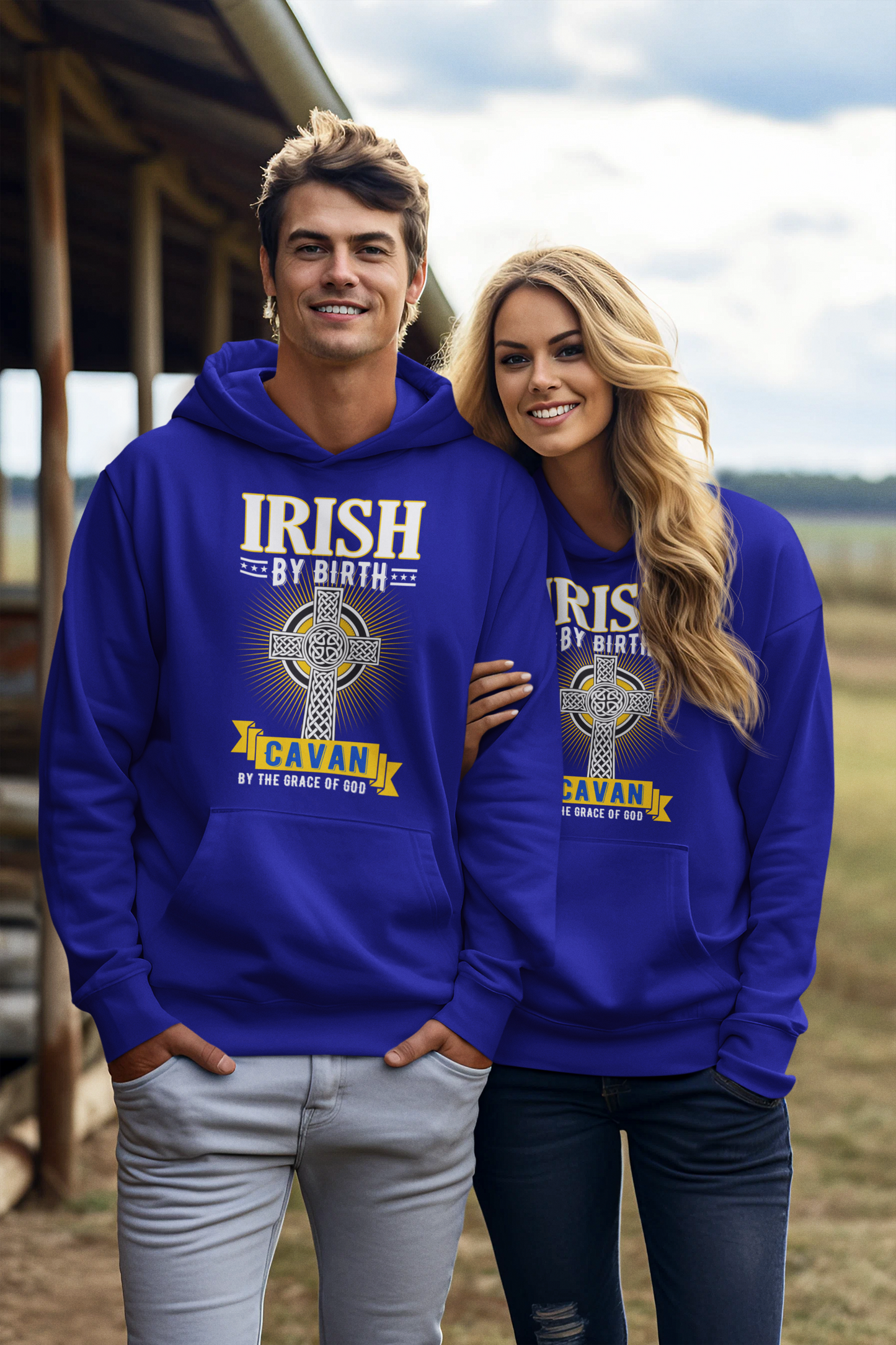 County Cavan Irish By Birth Celtic Cross Classic Adult Hoodie