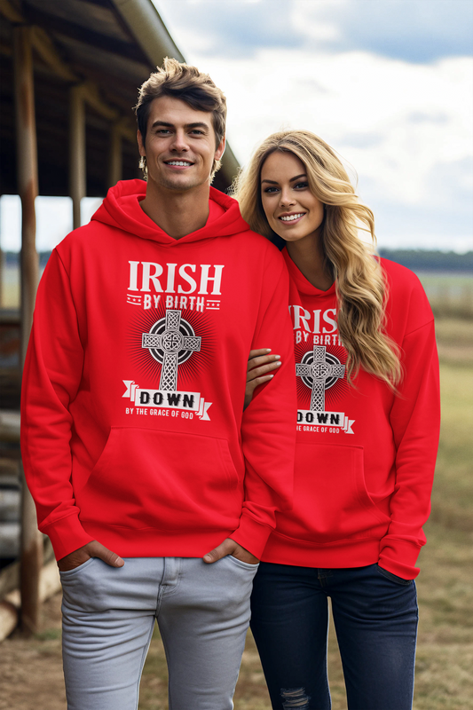County Down Irish By Birth Celtic Cross Hoodie
