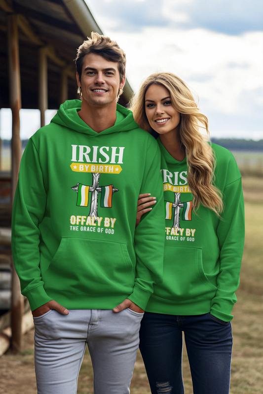 Offaly Hoodie  Irish By Birth Classic Adult County Offaly Hoodie