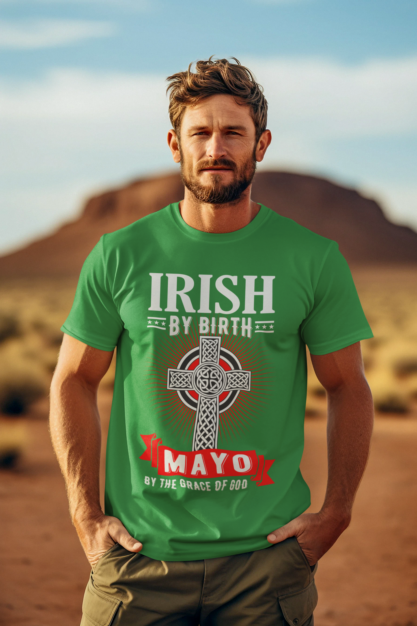 County Mayo Irish By Birth Classic Heavy Cotton Adult T-Shirt