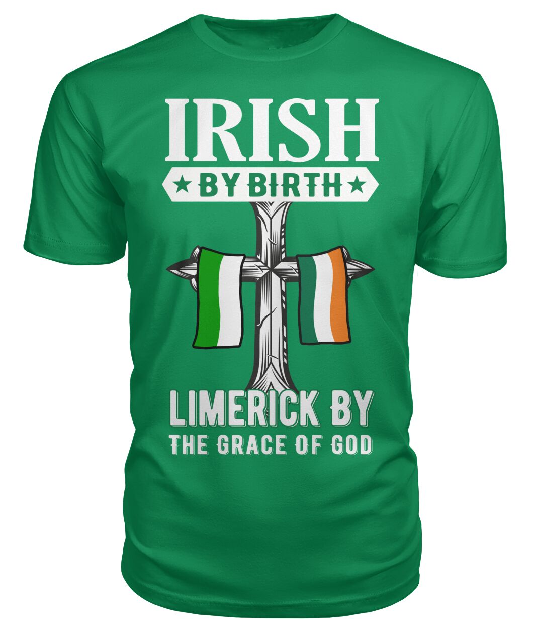 County Limerick Irish By Birth Celtic Cross Classic Heavy Cotton Adult T-Shirt