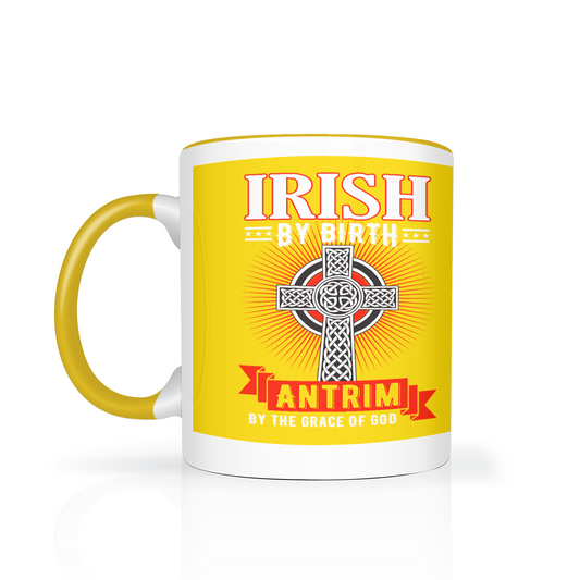 Irish By Birth Antrim By The Grace Of God Mug Celtic Cross Mug