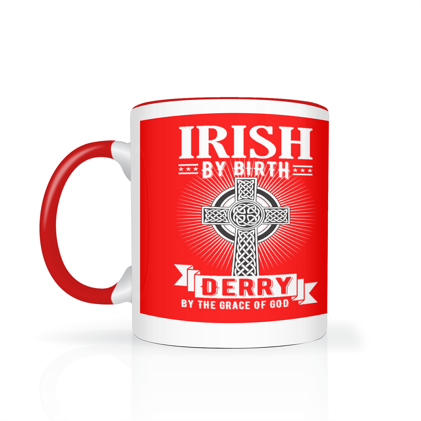 Irish By Birth Derry By The Grace Of God Celtic Cross Mug